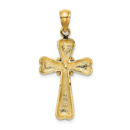 14k Yellow Gold Polished X and Heart Cross Charm