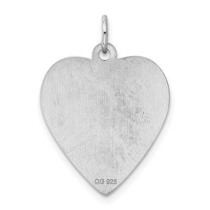 Sterling Silver Engraveable Heart Polished Front/Satin Back Disc Charm