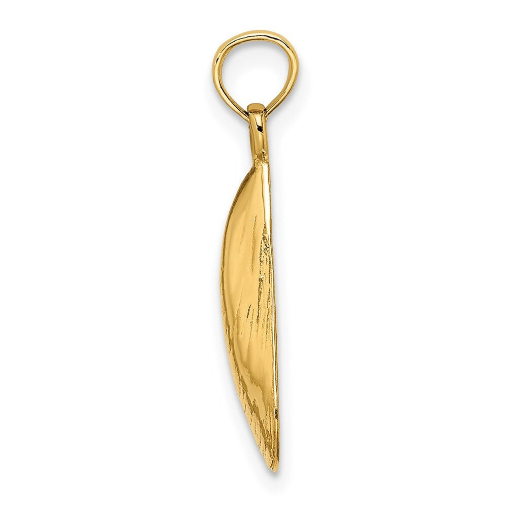 14k Yellow Gold Polished Mussel Shell Charm Pendant for Women