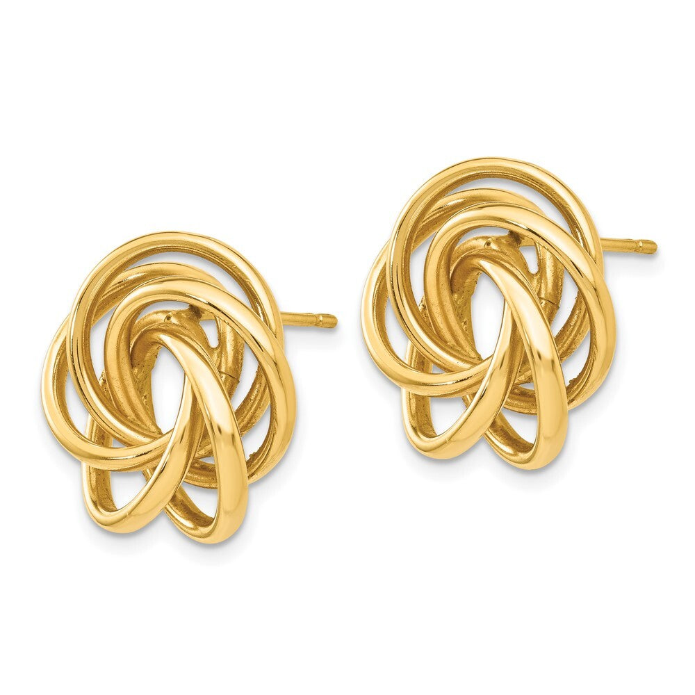 14k Yellow Gold Love Knot Stud Earrings