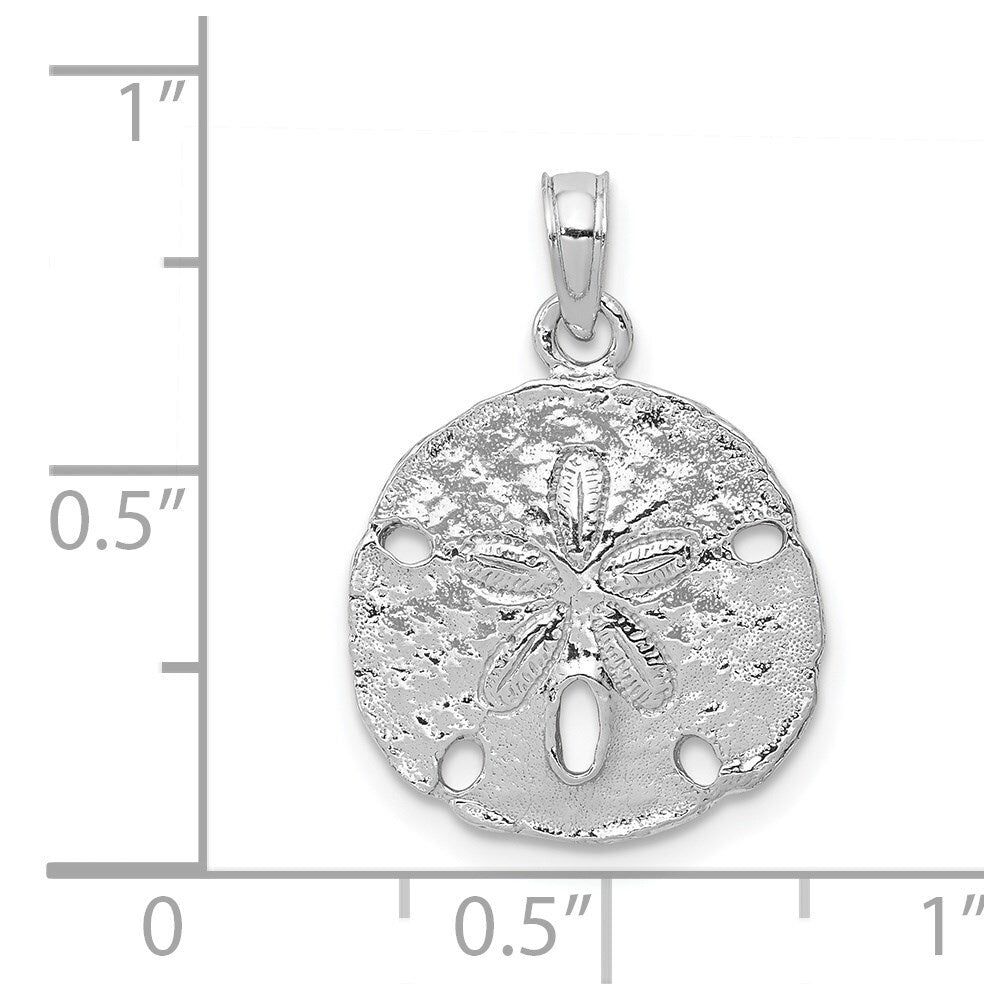 14k White Gold Polished Sand Dollar Pendant for Women