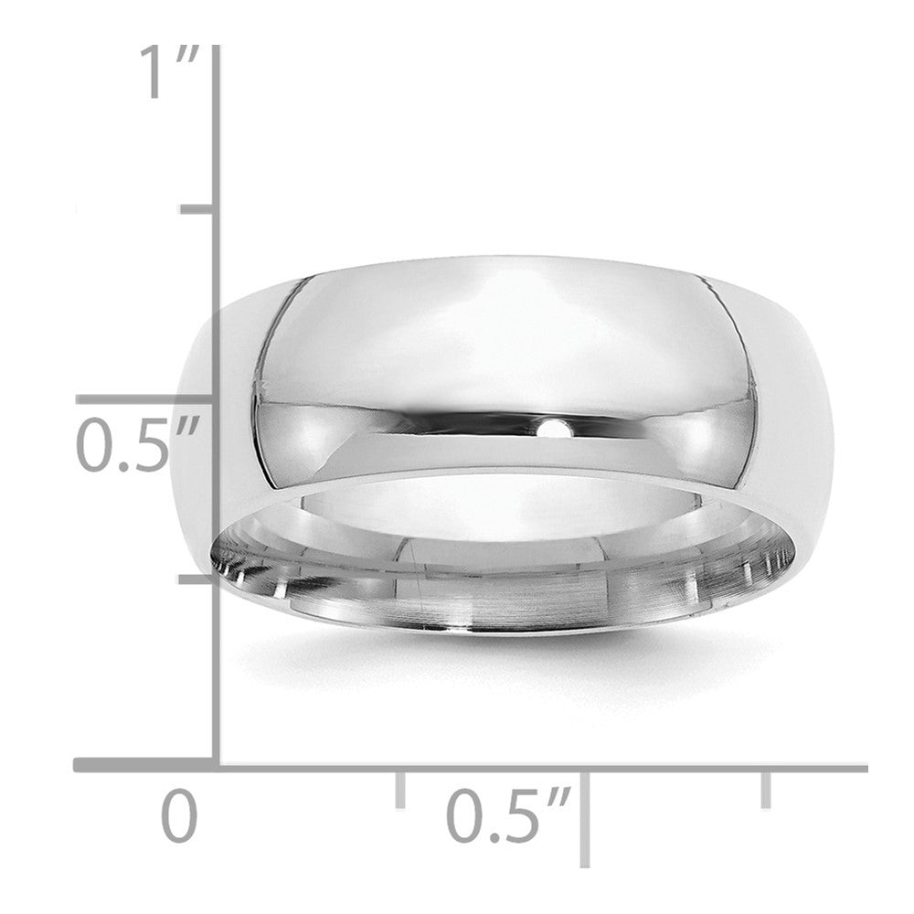 Sterling Silver Rhodium-plated 8mm Comfort Fit Size 7 Band Ring