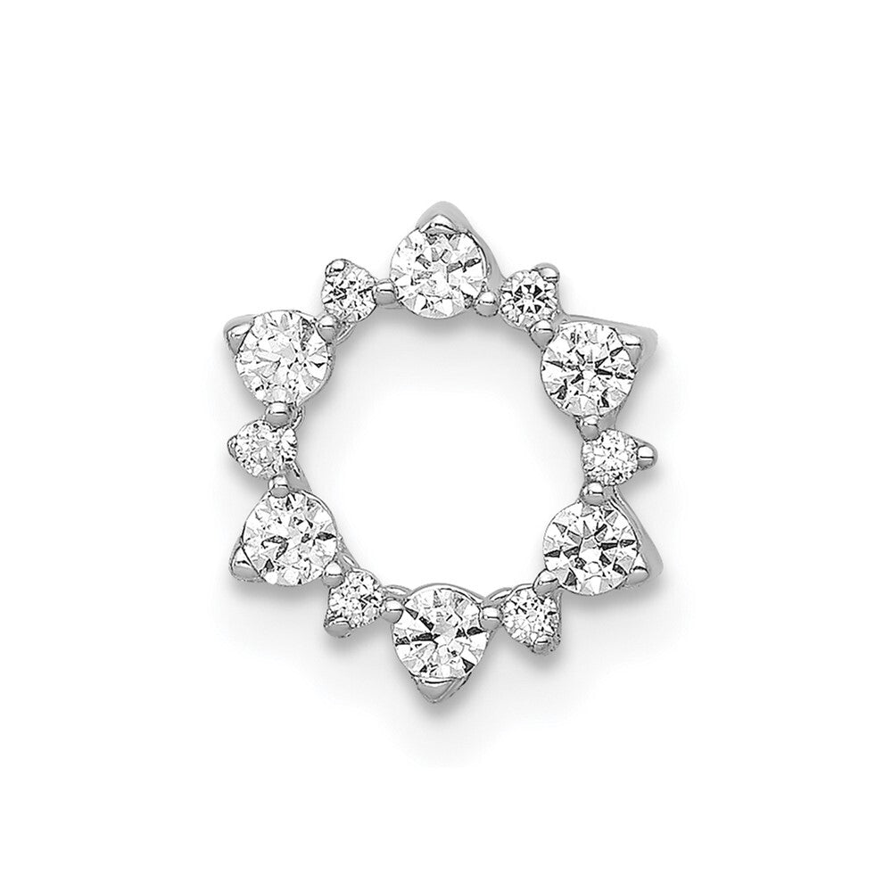 14k White Gold Diamond Fancy Circle Chain Slide Pendant for Women