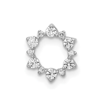 14k White Gold Diamond Fancy Circle Chain Slide Pendant for Women