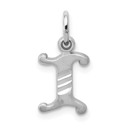 14k White Gold Diamond-cut Letter I Initial Charm Pendant for Women