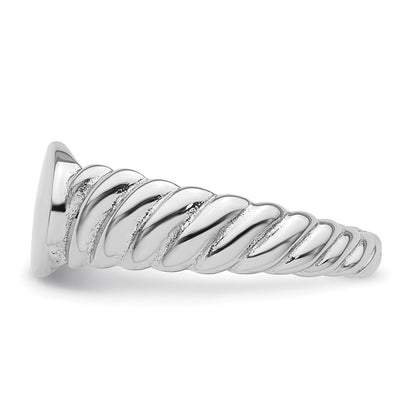 Sterling Silver Rhodium-plated Polished Twist Signet Ring Size 7
