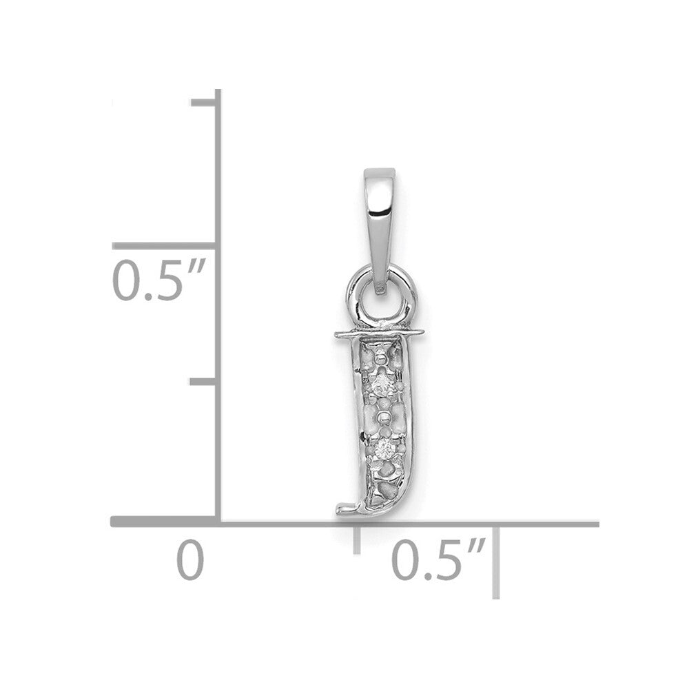 14k White Gold Rhodium-plated Diamond Letter J Initial Pendant for Women