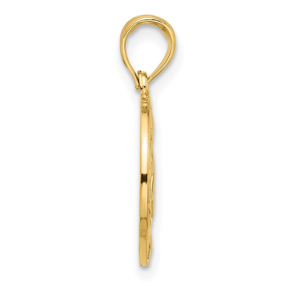 14k Yellow Gold Polished Anchor and Stars Charm Pendant for Women