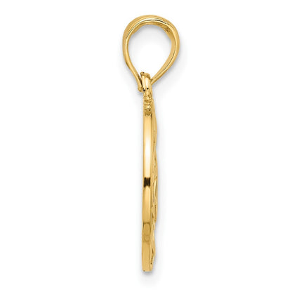 14k Yellow Gold Polished Anchor and Stars Charm Pendant for Women