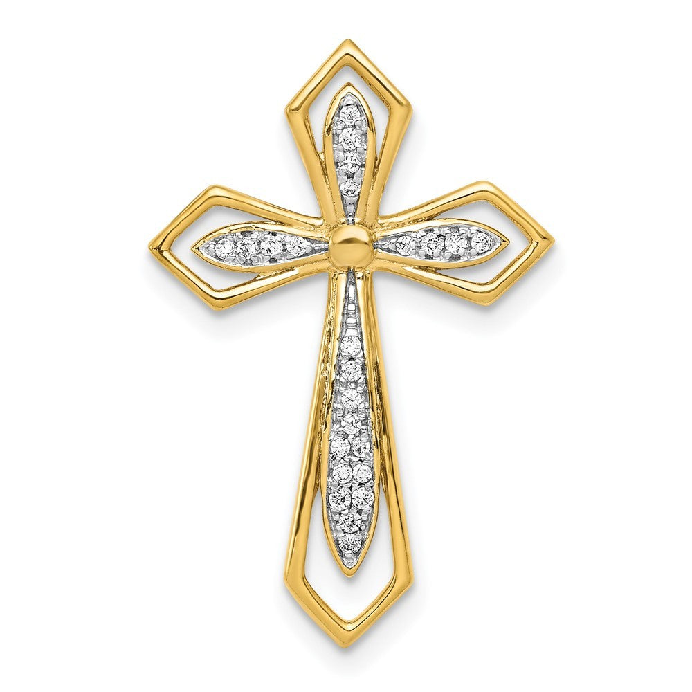 14k Yellow Gold 1/15ct. Diamond Cross Chain Slide