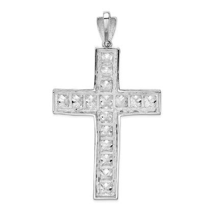 Sterling Silver Rhodium-plated Cubic Zirconia Cross Pendant