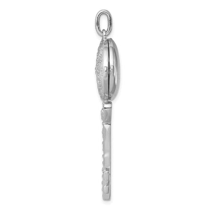 Sterling Silver Cubic Zirconia Filigree Enameled Top Key Locket Pendant