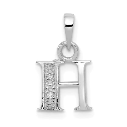 14k White Gold Rhodium-plated Diamond Letter H Initial Pendant for Women
