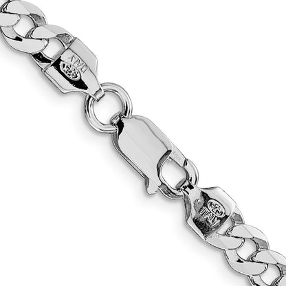 Sterling Silver Rhodium-plated 5.75mm Flat Curb Chain Necklace