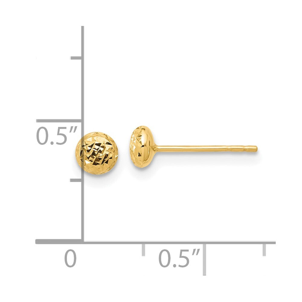 14k Yellow Gold Polished and Diamond-cut 4.5mm Button Stud Earrings