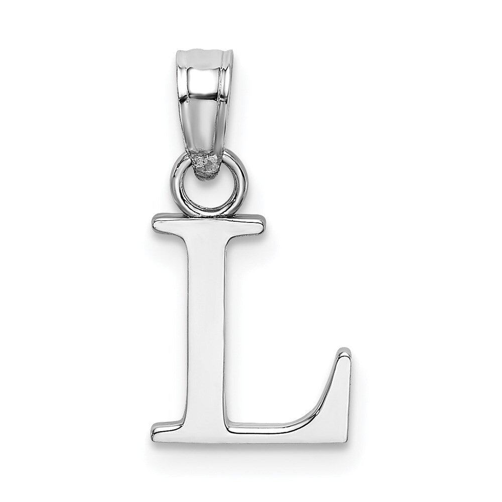 14k White Gold Polished Block Letter L Initial Pendant for Women