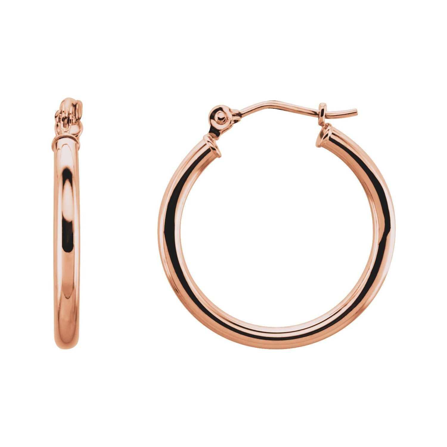 14k Rose Gold Tube 20 mm Hoop Earrings Fine Jewelry Gift for Women