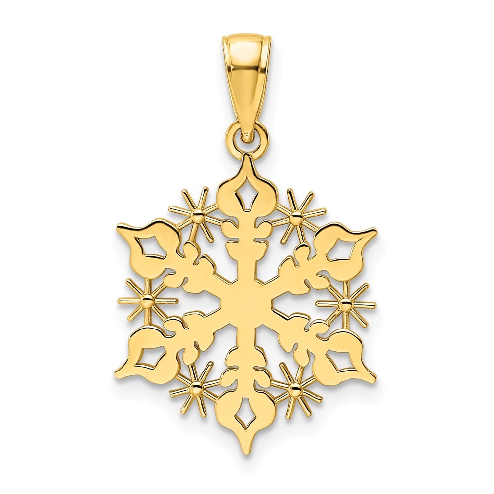 14k Yellow Gold Polished Snowflake Pendant for Women