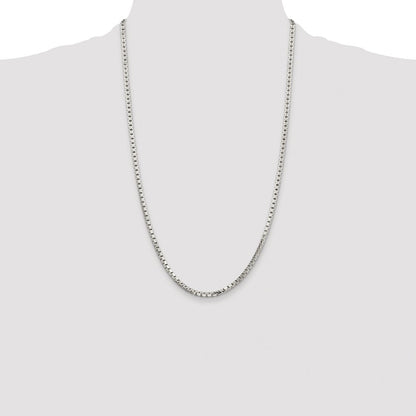 Sterling Silver Rhodium-plated 2.9mm 8 Sided Diamond-cut Box Chain