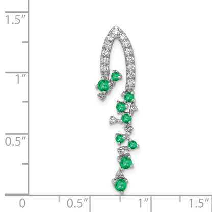 14k White Gold Fancy Diamond and Emerald Chain Slide