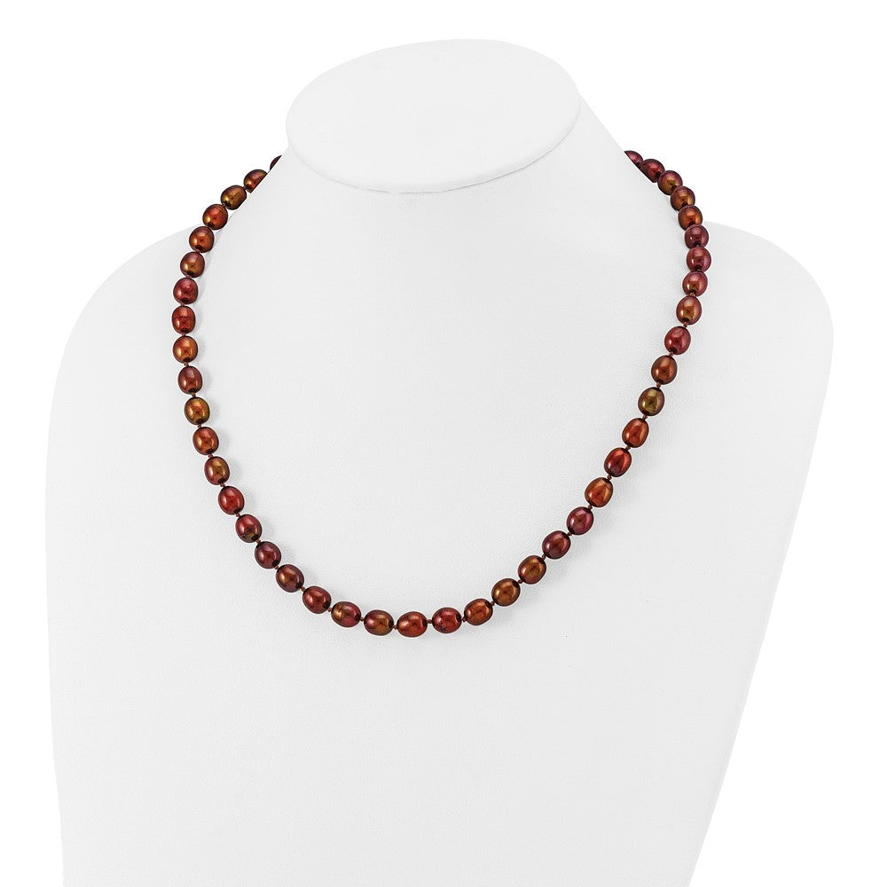 14k Yellow Gold 7-8mm Brown Rice Freshwater Cultured Pearl 20 inch Necklace