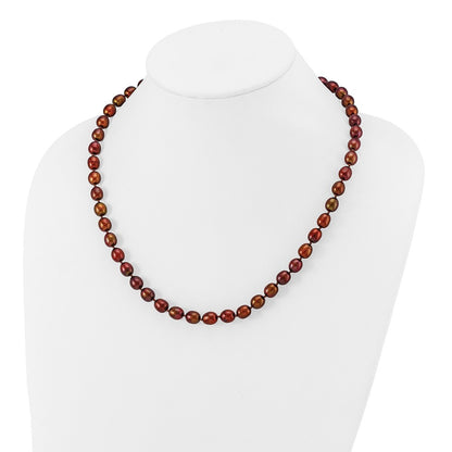14k Yellow Gold 7-8mm Brown Rice Freshwater Cultured Pearl 20 inch Necklace