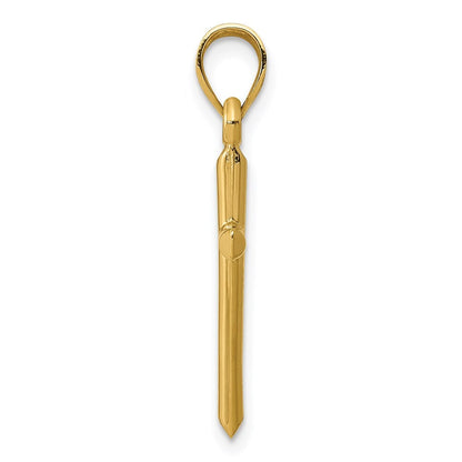 14k Yellow Gold Polished Hollow Cross Pendant for Women