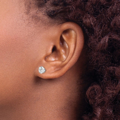 14k White Gold 6.5mm Cubic Zirconia Stud Earrings Gift for Women