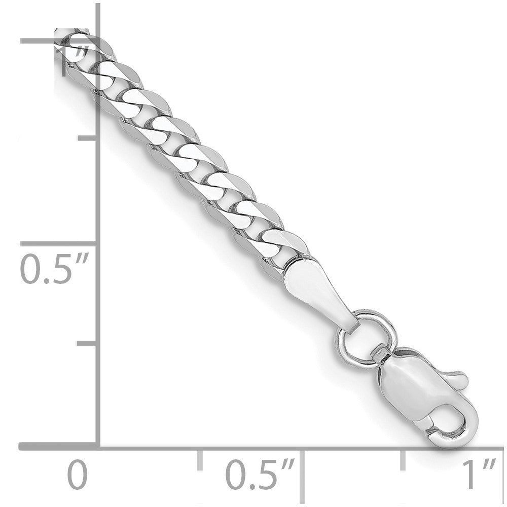 14K White Gold 7 inch 2.9mm Flat Beveled Curb Bracelet