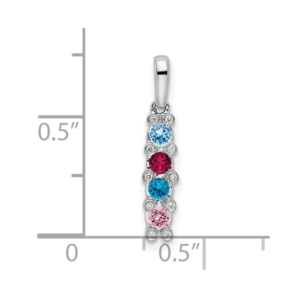 14k White Gold Family Jewelry Diamond Semi-Set Pendant for Women