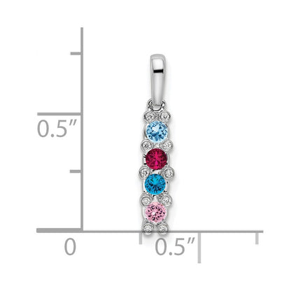 14k White Gold Family Jewelry Diamond Semi-Set Pendant for Women