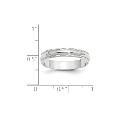 14k White Gold 4mm Lightweight Milgrain Half Round Wedding Band Size 6