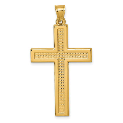 14k Yellow Gold Polished And Textured Latin Cross Pendant