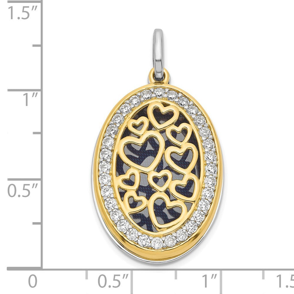 Sterling Silver Yellow & White Heart Cubic Zirconia 26mm Swing Locket