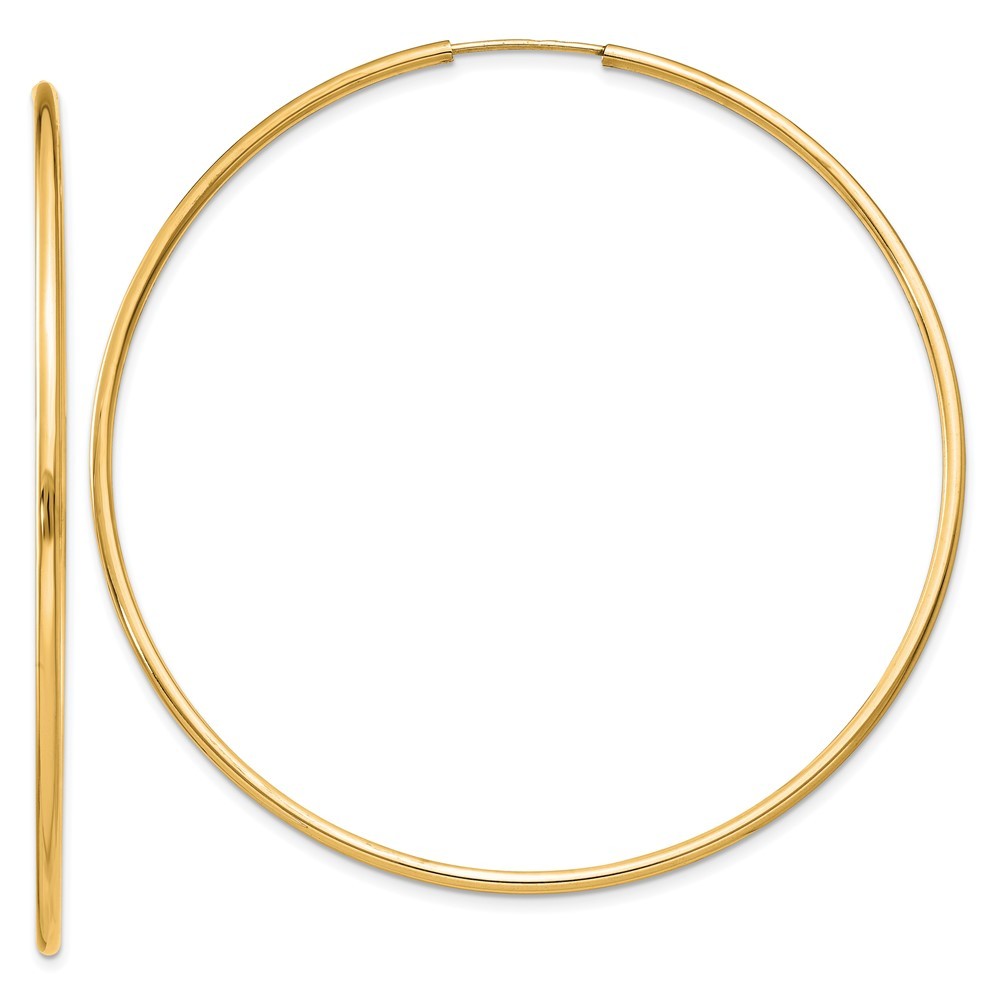 14k Yellow Gold 1.5mm Polished Round Endless Hoop Earrings
