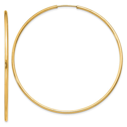 14k Yellow Gold 1.5mm Polished Round Endless Hoop Earrings