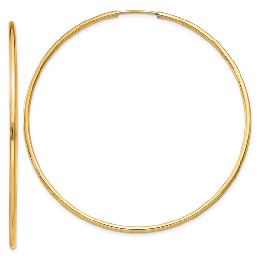 14k Yellow Gold 1.5mm Polished Round Endless Hoop Earrings
