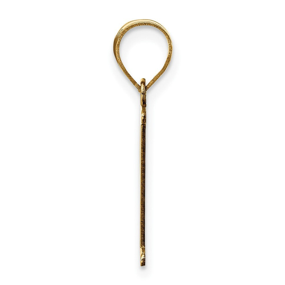 14k Yellow Gold Polished Etched Letter P Initial Pendant for Women