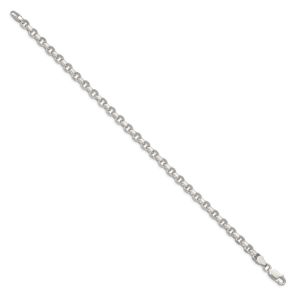Sterling Silver 4mm Diamond-cut Rolo Chain Bracelet