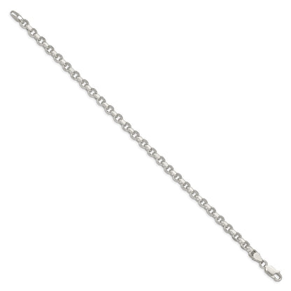 Sterling Silver 4mm Diamond-cut Rolo Chain Bracelet