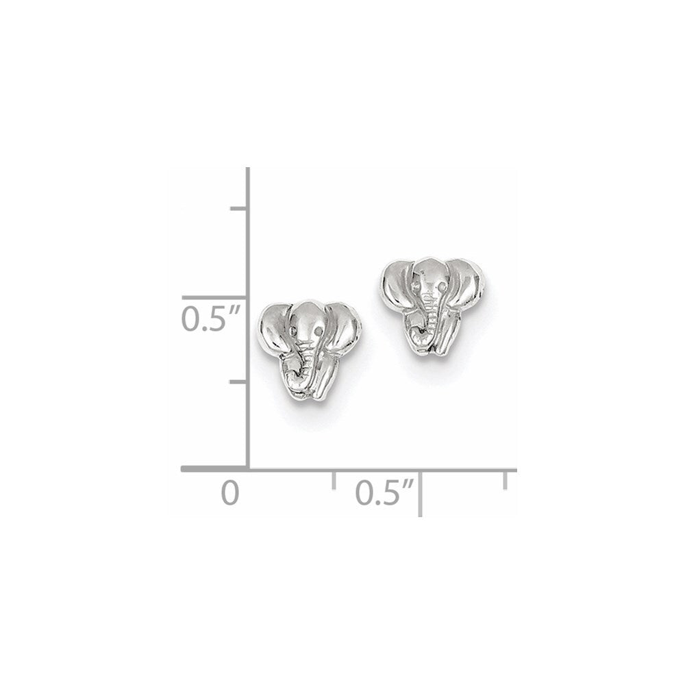 14k White Gold Elephant Stud Earrings Gift for Women