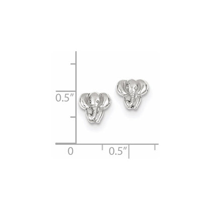 14k White Gold Elephant Stud Earrings Gift for Women