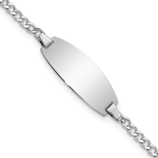 14k Gold Semi-Solid Chain Curb Link Oval 18.5x8.5mm Plate 5.5" ID Bracelet