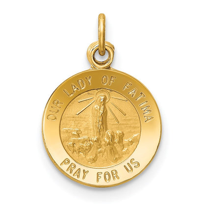 14k Yellow Gold Our Lady of Fatima Medal Charm Pendant