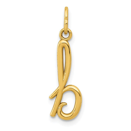 14k Yellow Gold Letter B Initial Charm Pendant for Women