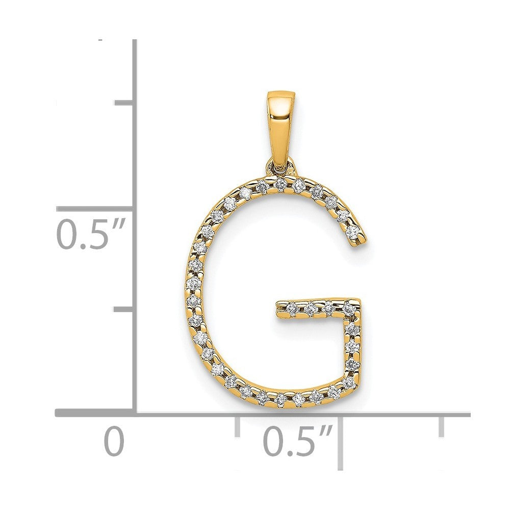14k Yellow Gold Diamond Letter G Initial Pendant