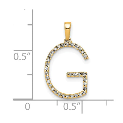 14k Yellow Gold Diamond Letter G Initial Pendant