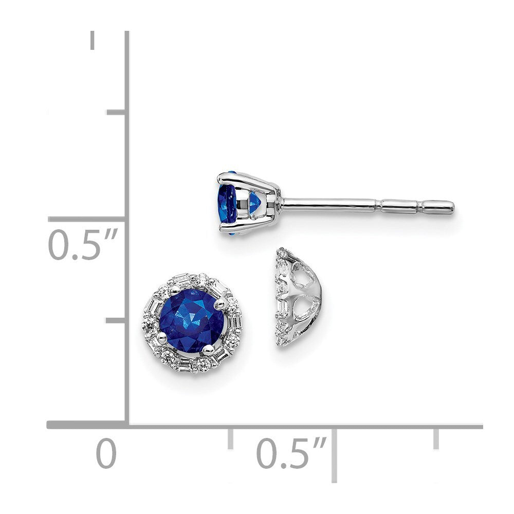 14k White Gold Diamond and Sapphire Stud w/Jacket Earrings