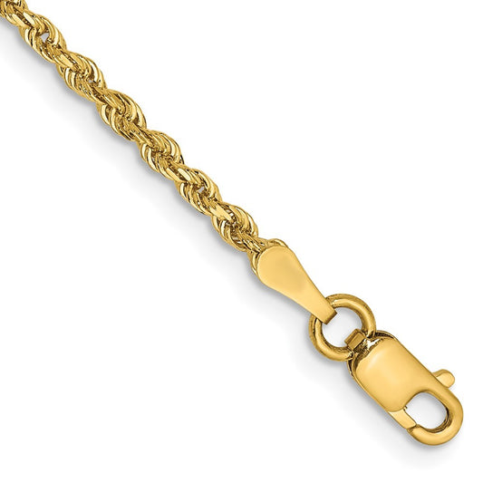 14k Yellow Gold 8" 2mm Diamond-cut Quadruple Rope Lobster Clasp Chain Bracelet
