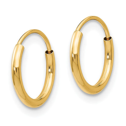 14k Yellow Gold Endless Hoop Earrings Gift for Women